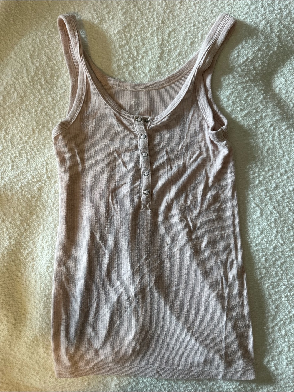 Women's Sleeveless Ribbed Henley Tank Top - Light Mauve
